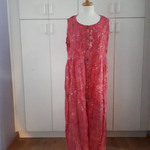NWOT Coral Pink Cotton Sleeveless Summer Dress - Picture 3 of 5